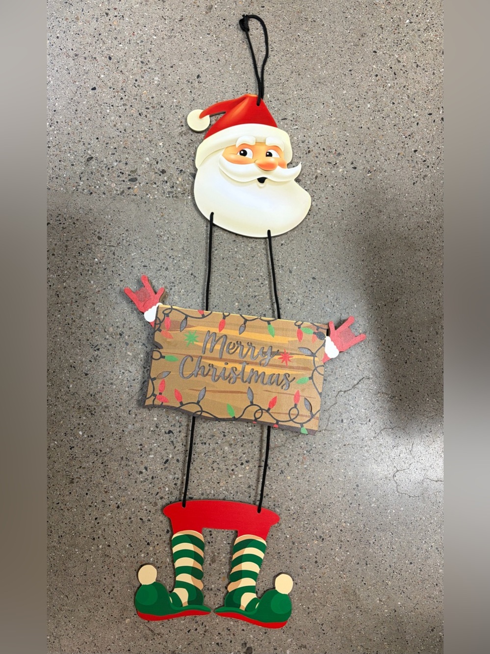 Light up Holiday Santa Hanging Wall Sign - Merry Christmas (Red, Green, White)